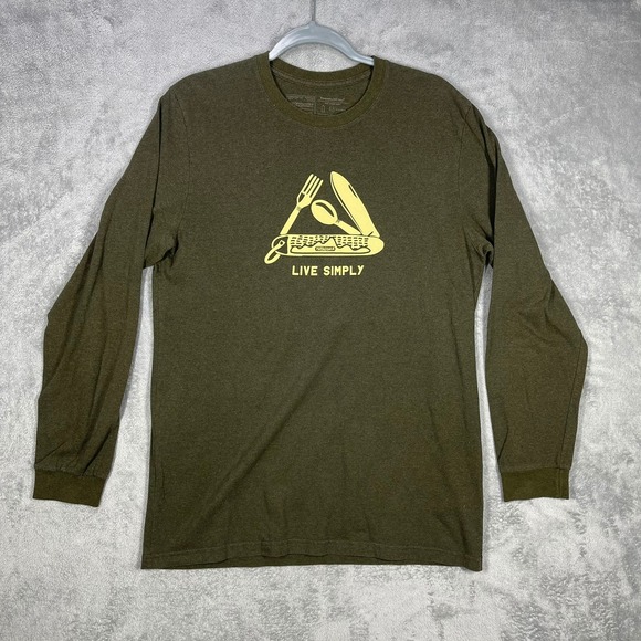 Patagonia Other - Patagonia Long Sleeve T-Shirt Mens Medium Green Live Simply‎ Graphic Tee
